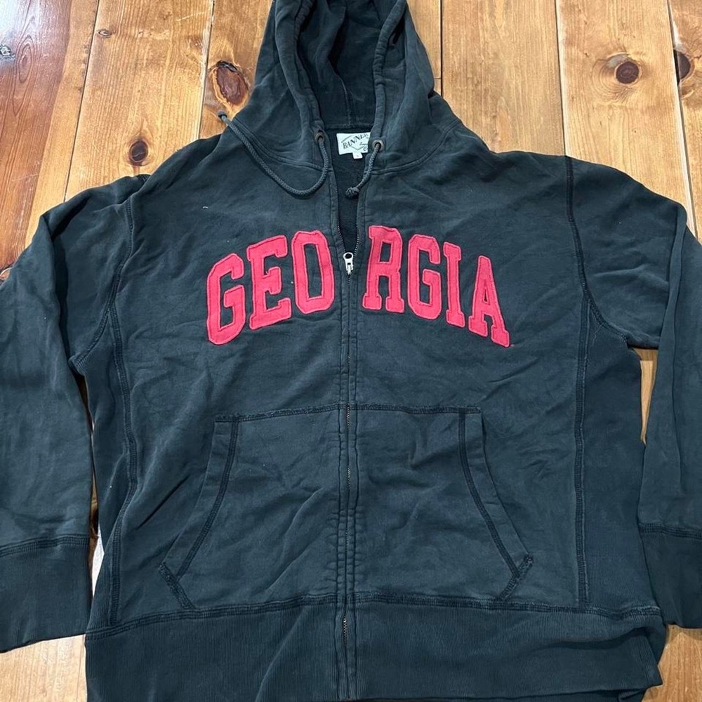 Banner Supply Co Georgia Bulldogs Zip Up Hoodie Black Pink Arched Text Womens L